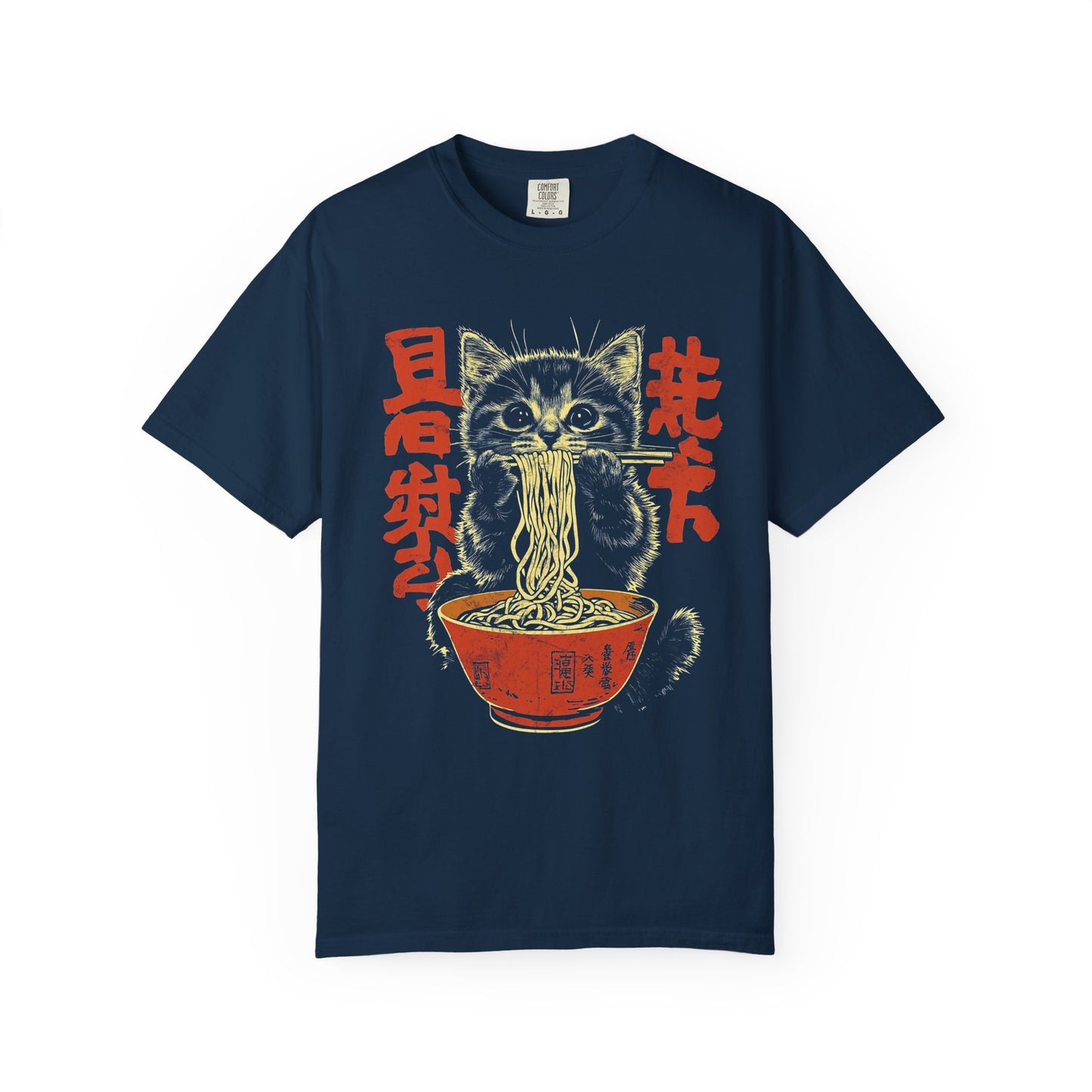 Cat Eating Noodle Graphic T-Shirt - Cute Cat Shirt