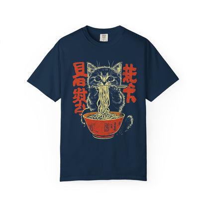 Cat Eating Noodle Graphic T-Shirt - Cute Cat Shirt