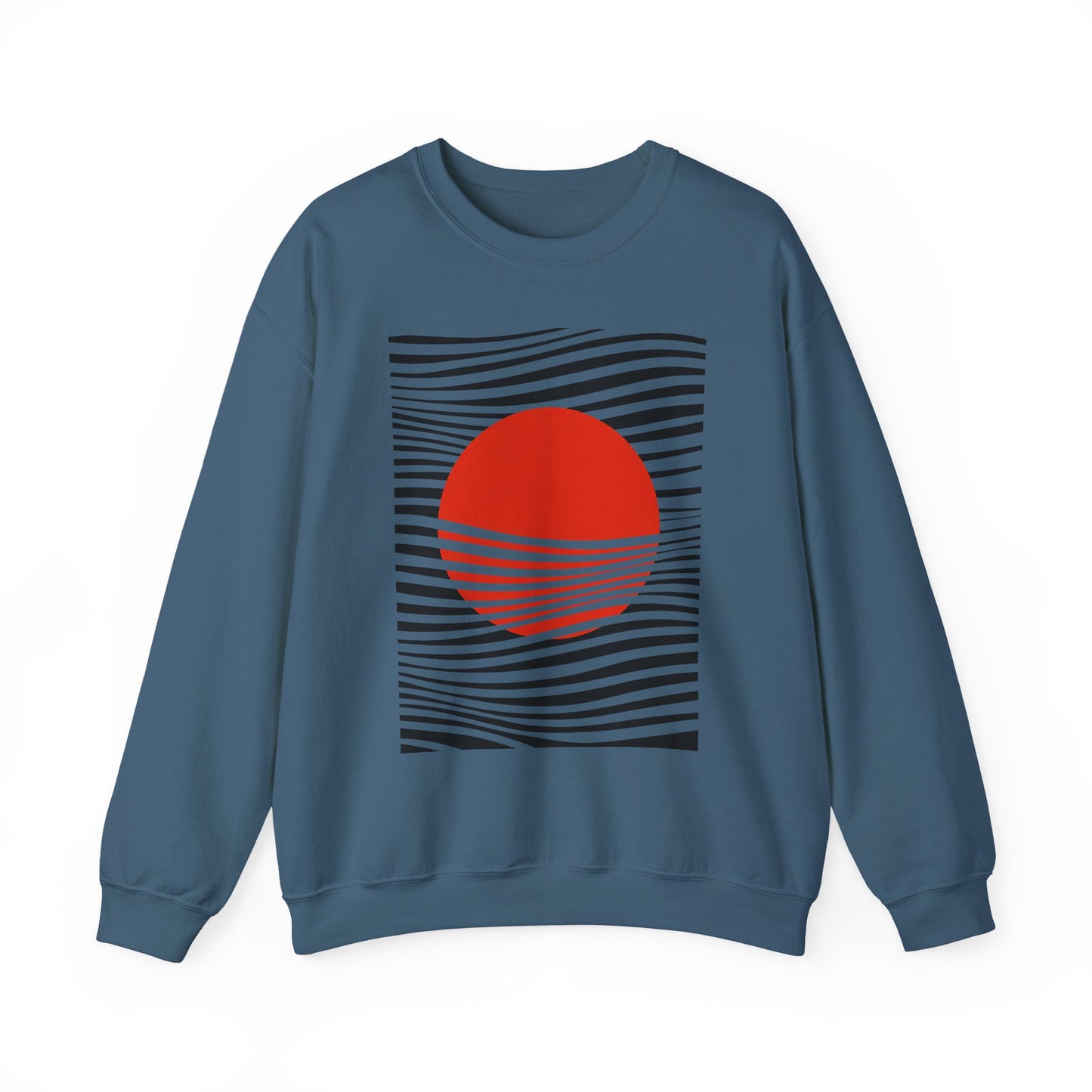 Minimalist Red Sun Wave Graphic Sweatshirt