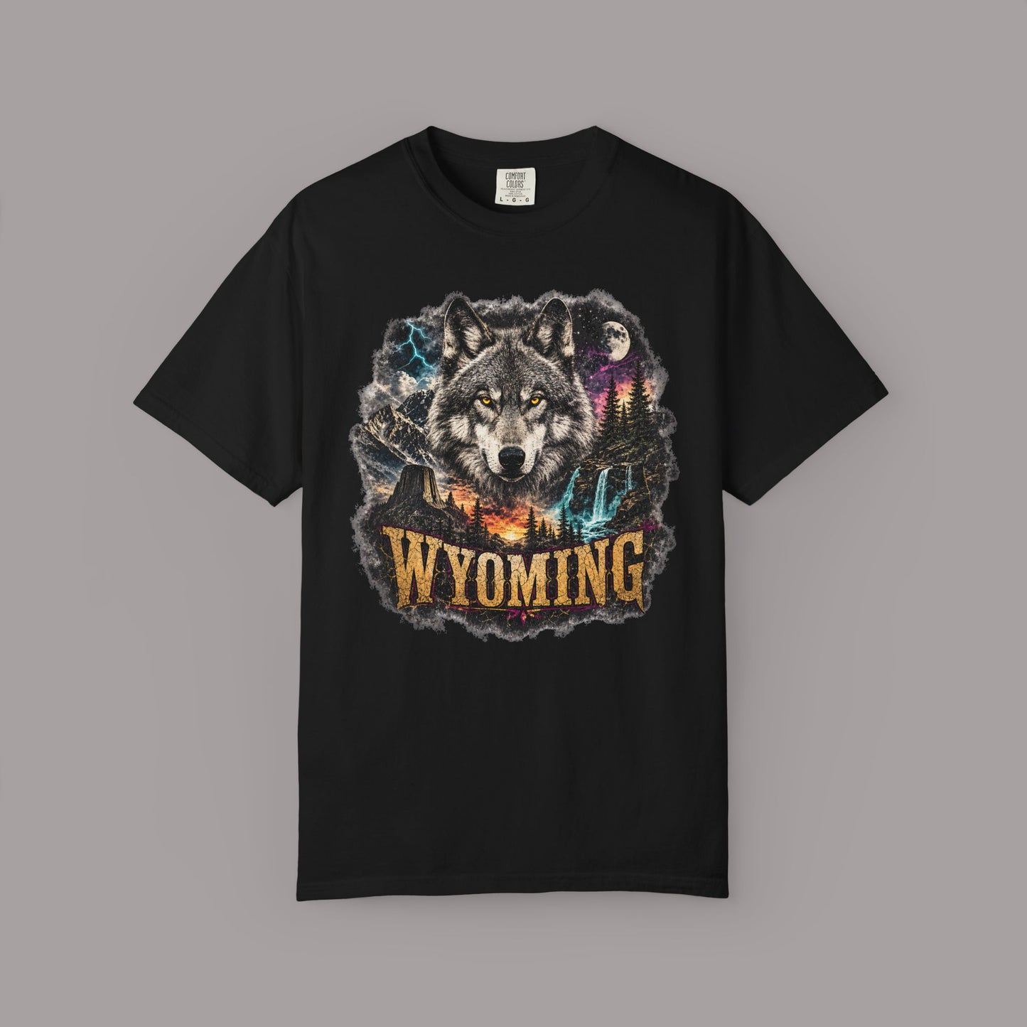Wyoming Wolf Graphic T-Shirt — Outdoor Mountain Nature Tee
