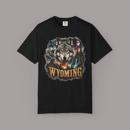 Wyoming Wolf Graphic T-Shirt — Outdoor Mountain Nature Tee
