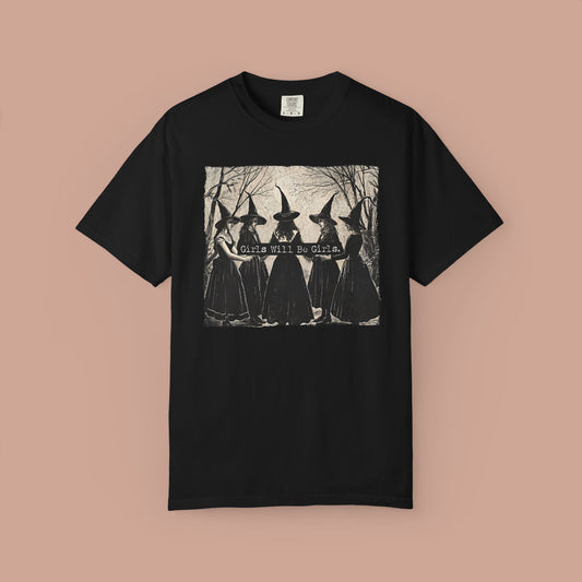 Girls Will Be Girls Vintage Halloween Witch T-shirt.