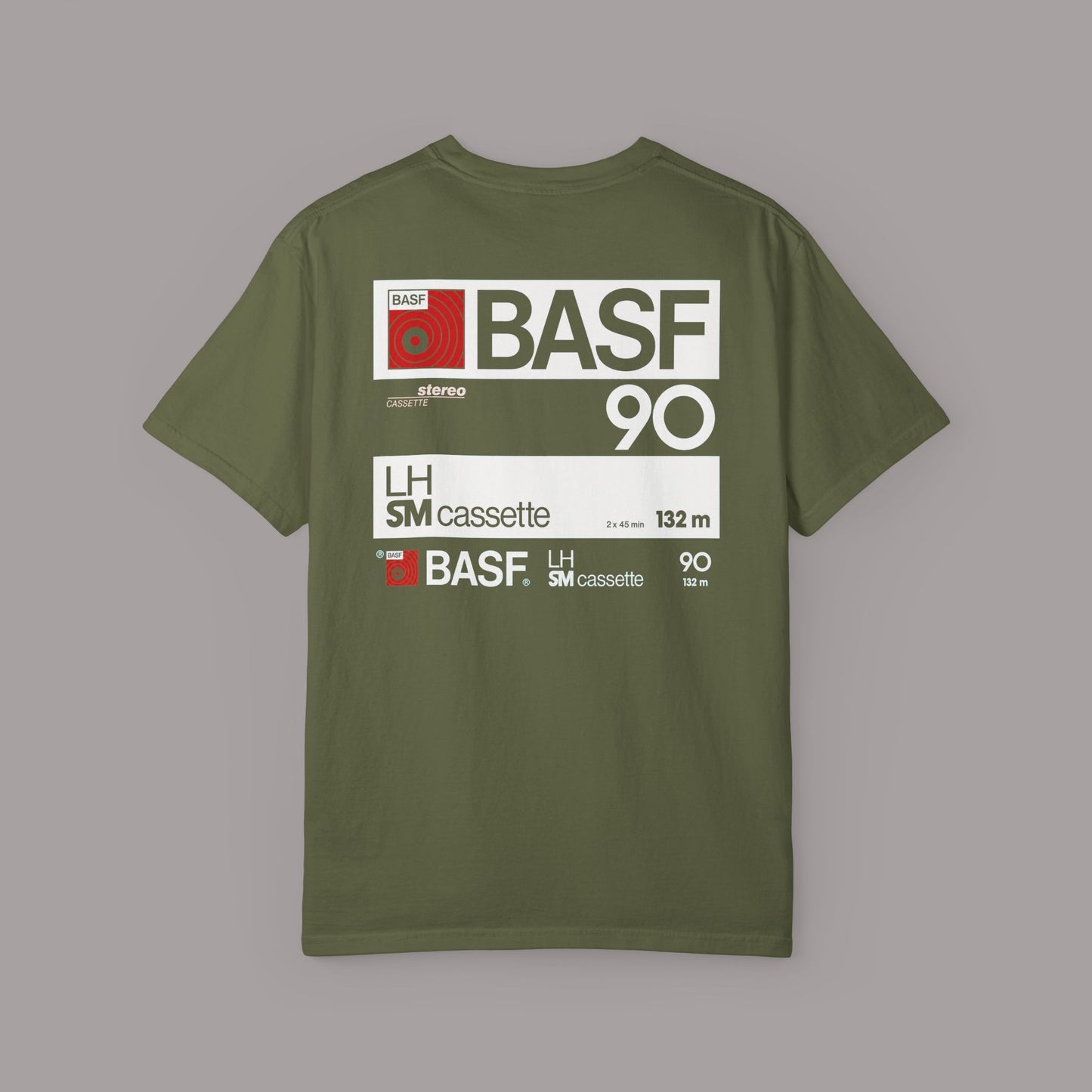 Vintage BASF 90 Retro Cassette Label Graphic Tee