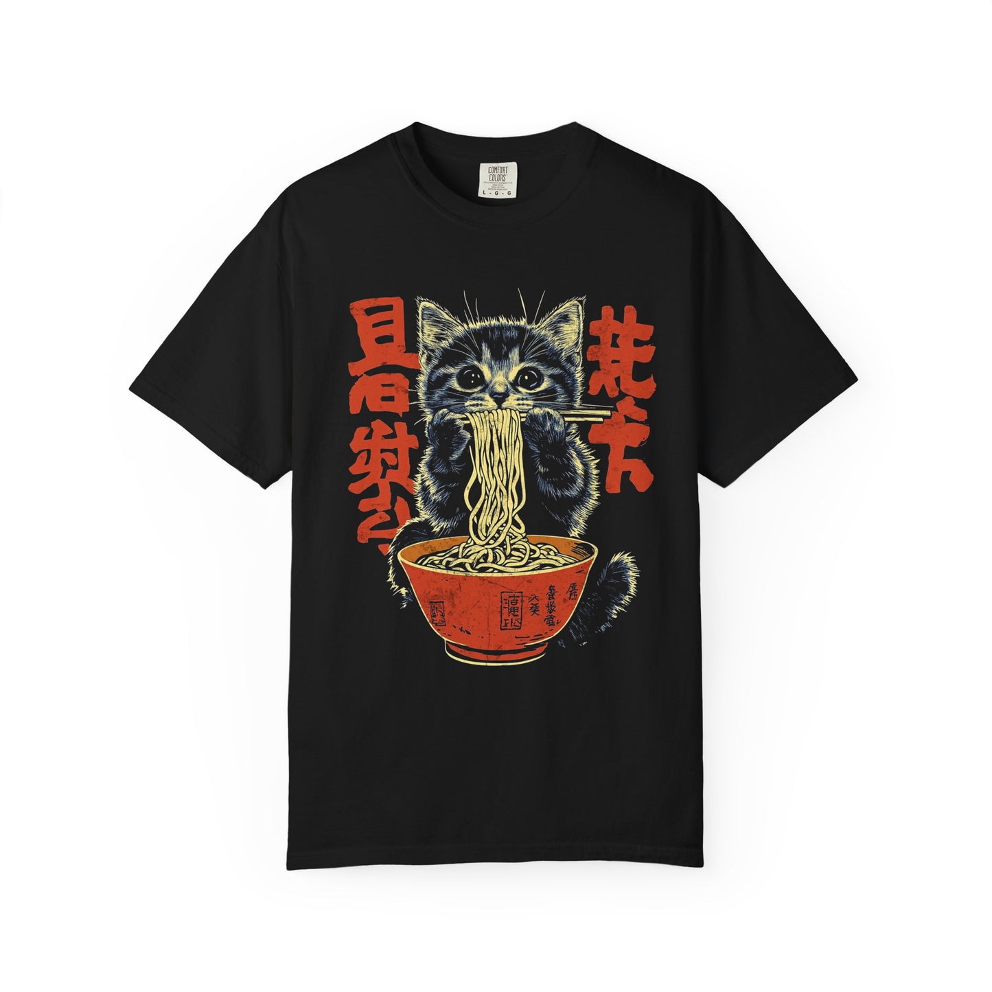 Cat Eating Noodle Graphic T-Shirt - Cute Cat Shirt