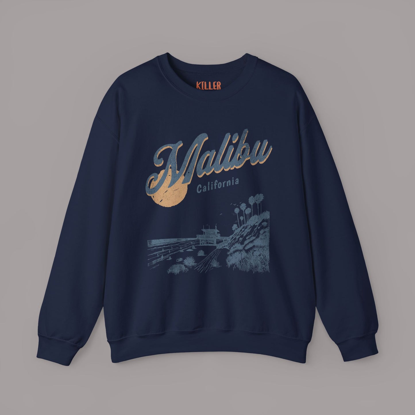 Malibu California Vintage Beach Sunset Graphic Sweatshirt