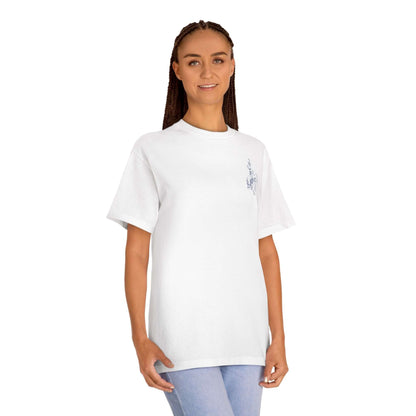 Rodeo Western Cowboy T-Shirt featuring a small cowboy-and-horse sketch on a classic white graphic tee.
