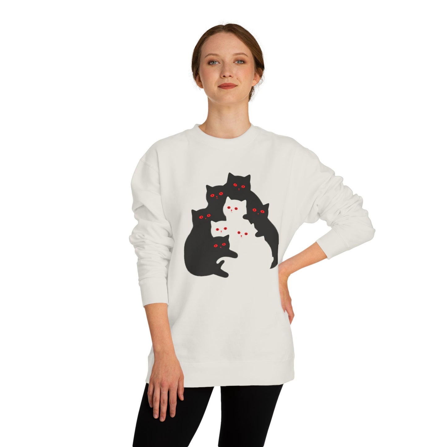 Cute Cat Family Crew Neck Sweatshirt for Cat Lovers
