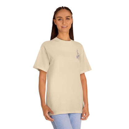 Rodeo Western Cowboy T-Shirt featuring a small cowboy-and-horse sketch on a beige graphic tee.