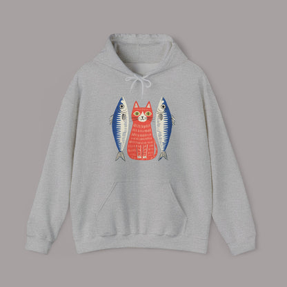 Retro Cat & Sardines Hoodie