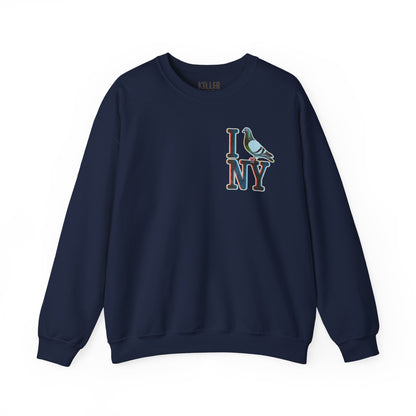I (Pigeon) NY Crewneck Sweatshirt — Cute NYC Pigeon Graphic