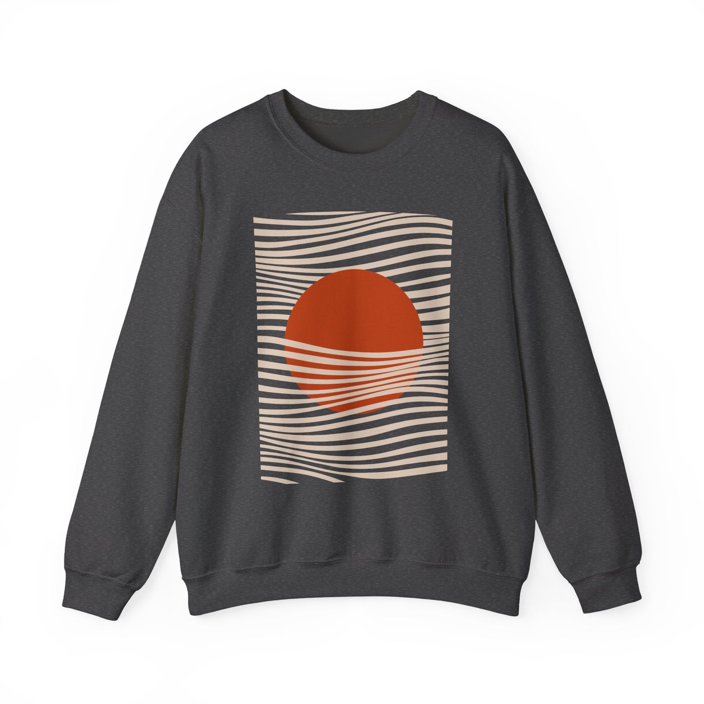 Minimalist Red Sun Wave Graphic Sweatshirt