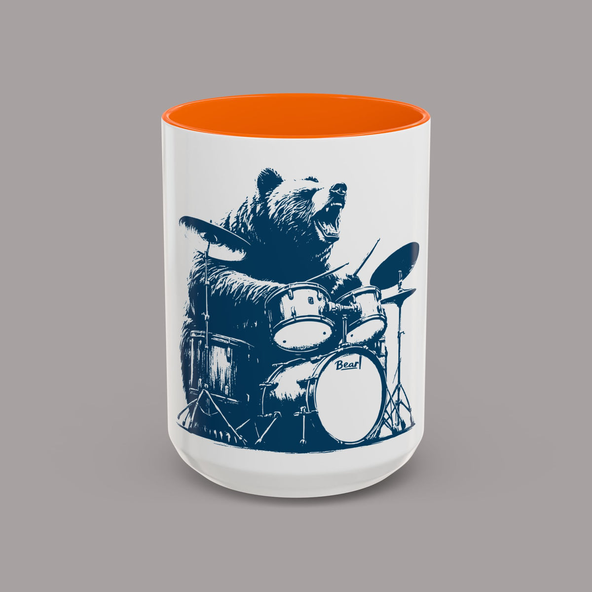 Drumming Bear Retro Coffee Mug