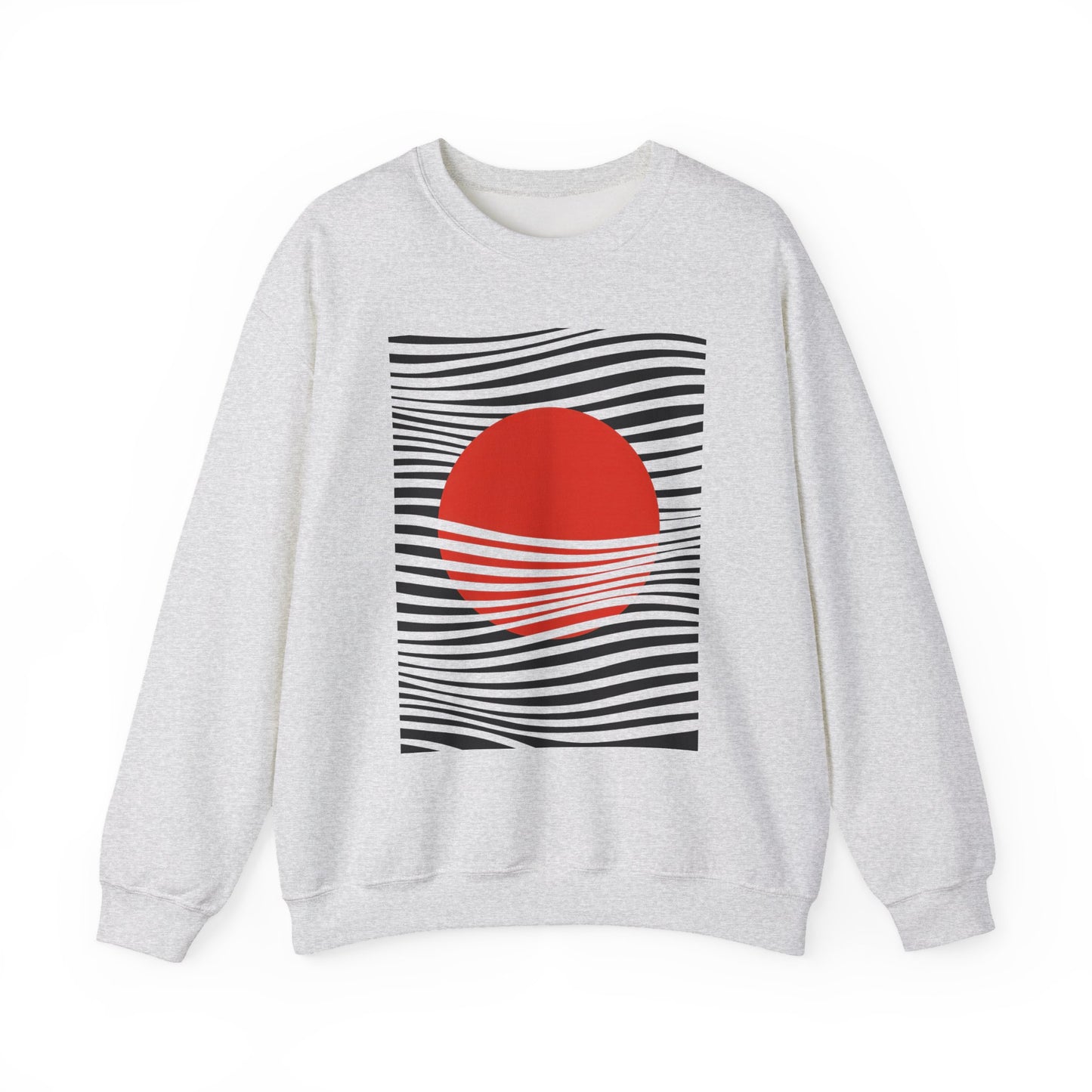 Minimalist Red Sun Wave Graphic Sweatshirt