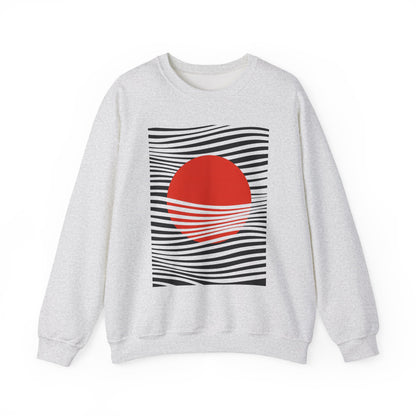 Minimalist Red Sun Wave Graphic Sweatshirt