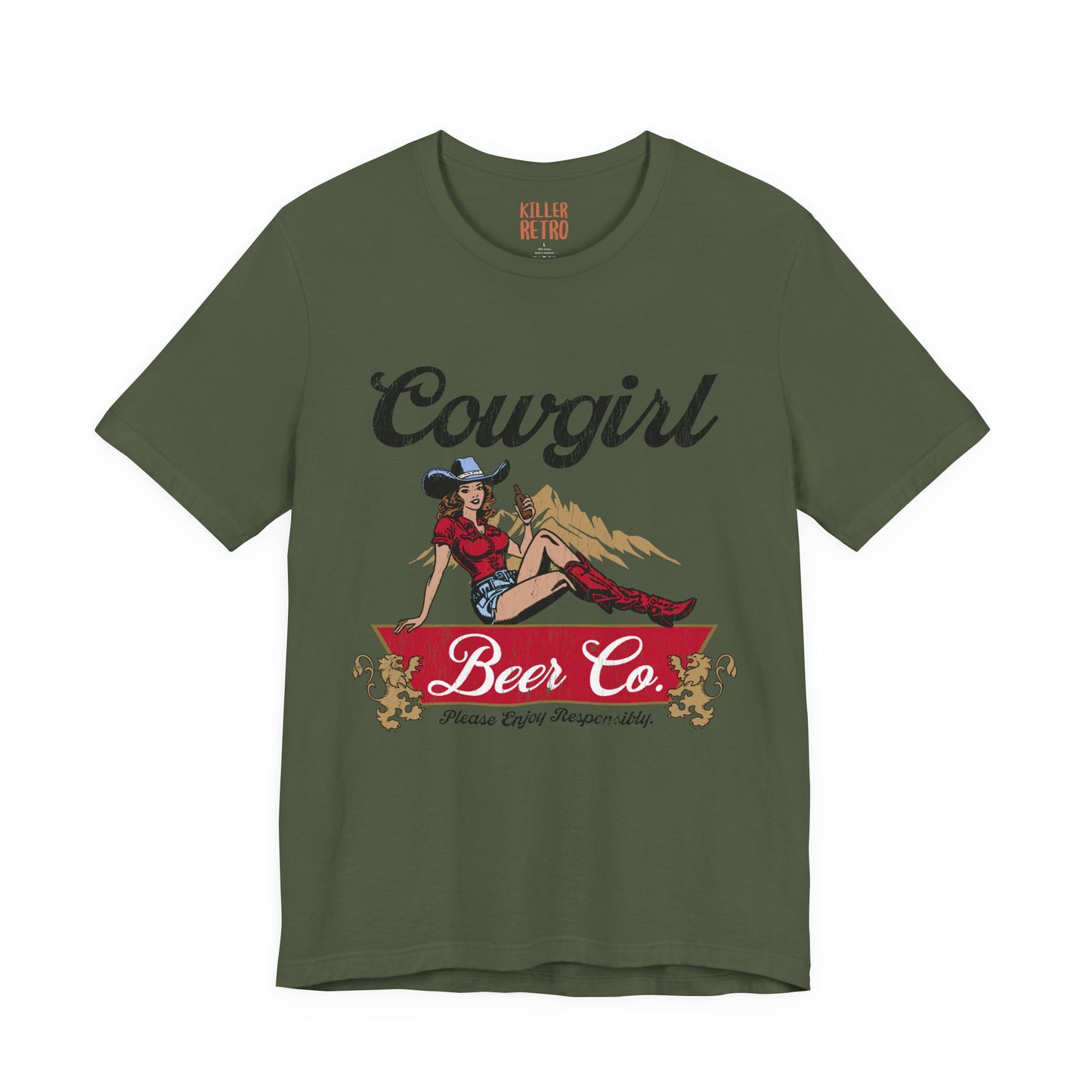 Cowgirl Beer Co. Tee — Retro Western Pinup Graphic T-Shirt