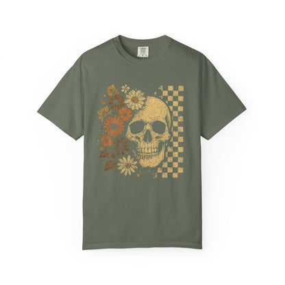 Skull Floral Graphic Tee | Vintage Aesthetic T-Shirt for Halloween
