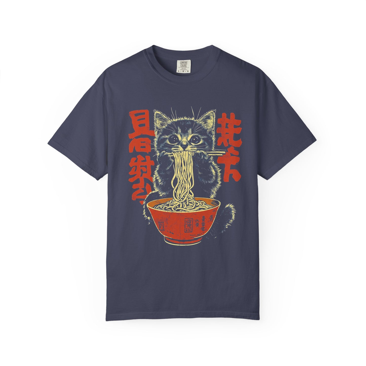 Cat Eating Noodle Graphic T-Shirt - Cute Cat Shirt