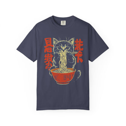 Cat Eating Noodle Graphic T-Shirt - Cute Cat Shirt