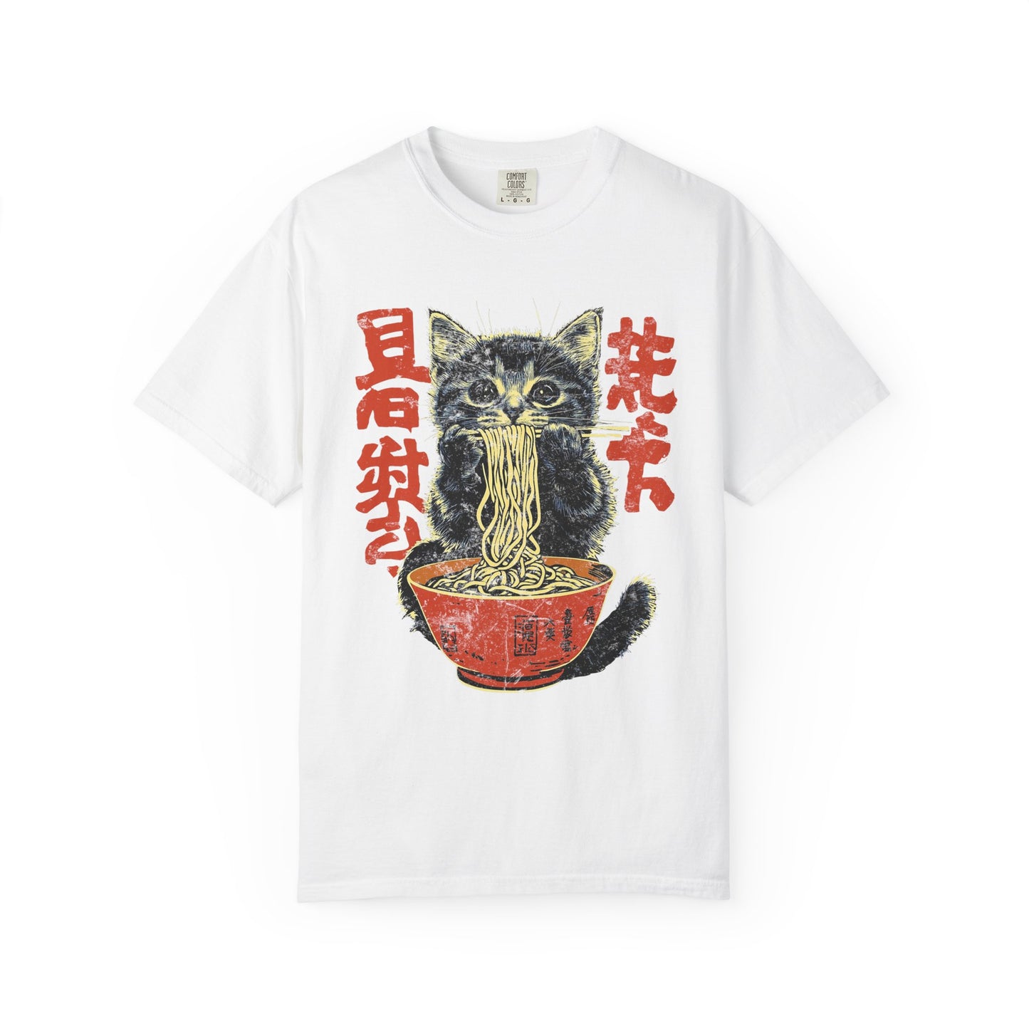 Cat Eating Noodle Graphic T-Shirt - Cute Cat Shirt