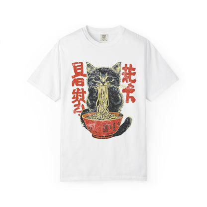 Cat Eating Noodle Graphic T-Shirt - Cute Cat Shirt