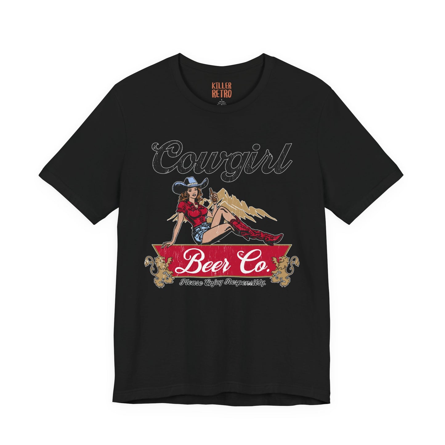 Cowgirl Beer Co. Tee — Retro Western Pinup Graphic T-Shirt