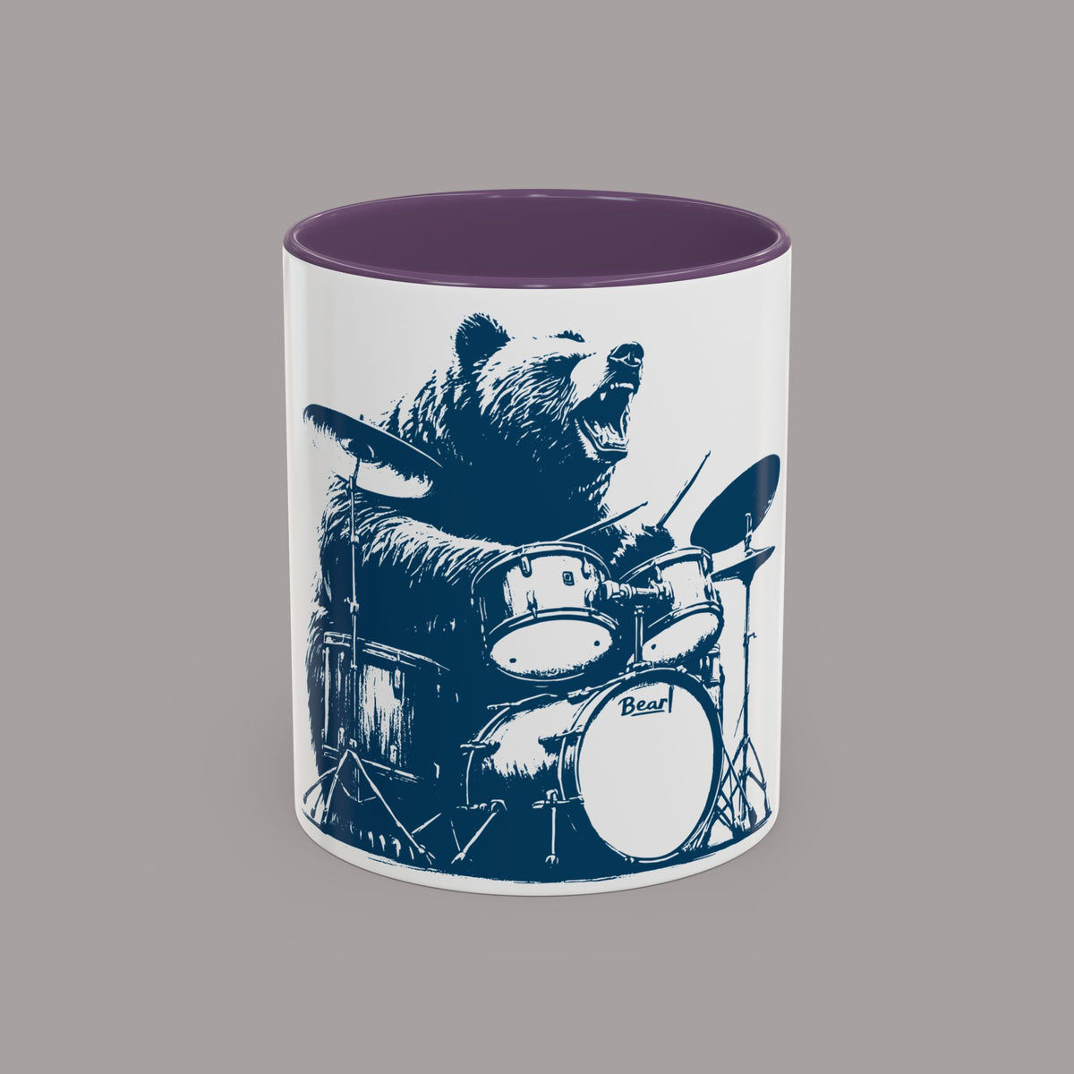 Drumming Bear Retro Coffee Mug