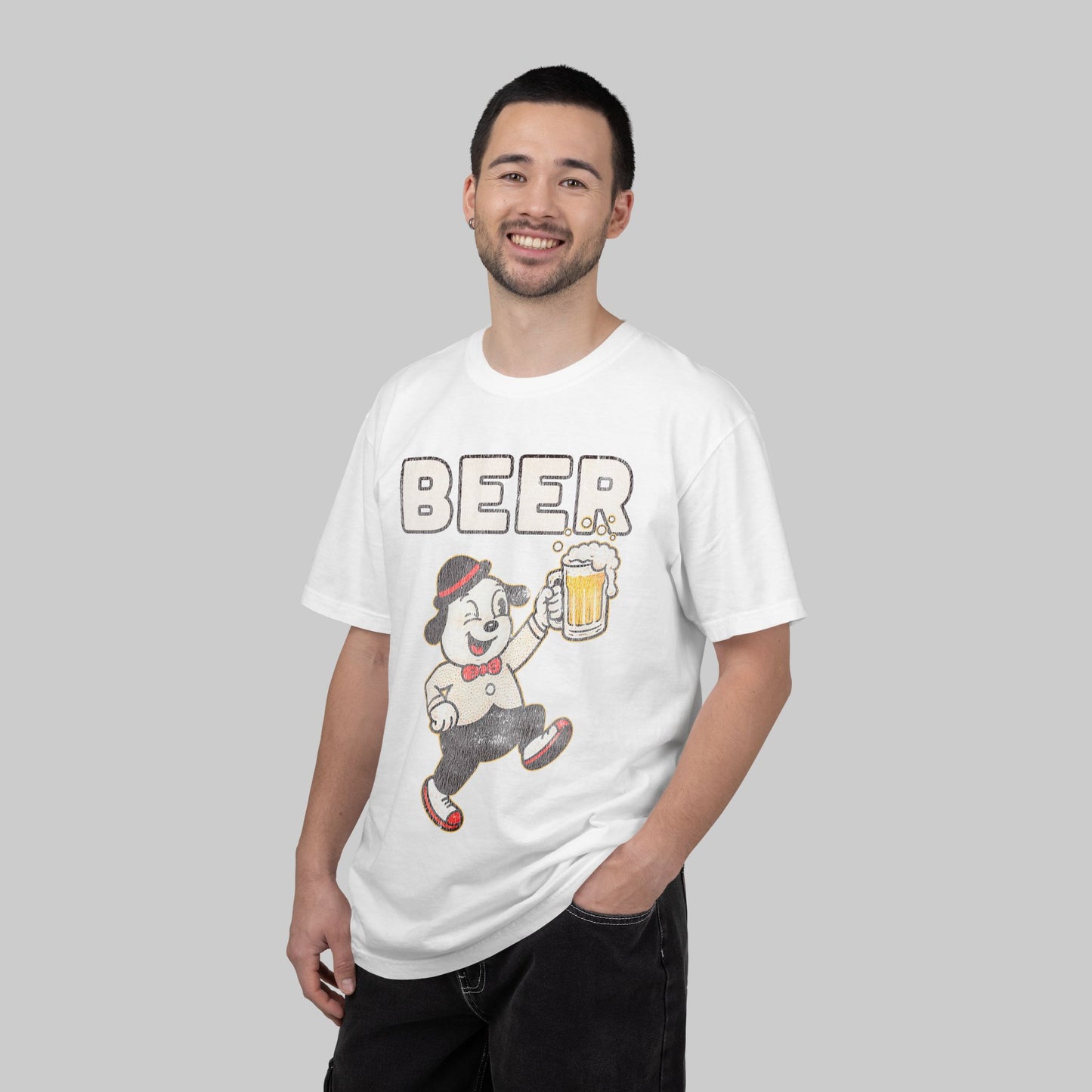 Retro Beer Mascot Vintage Graphic T-Shirt