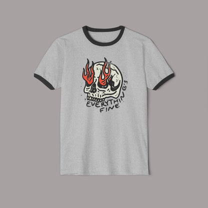 Retro Everything's Fine Skull Ringer T-Shirt