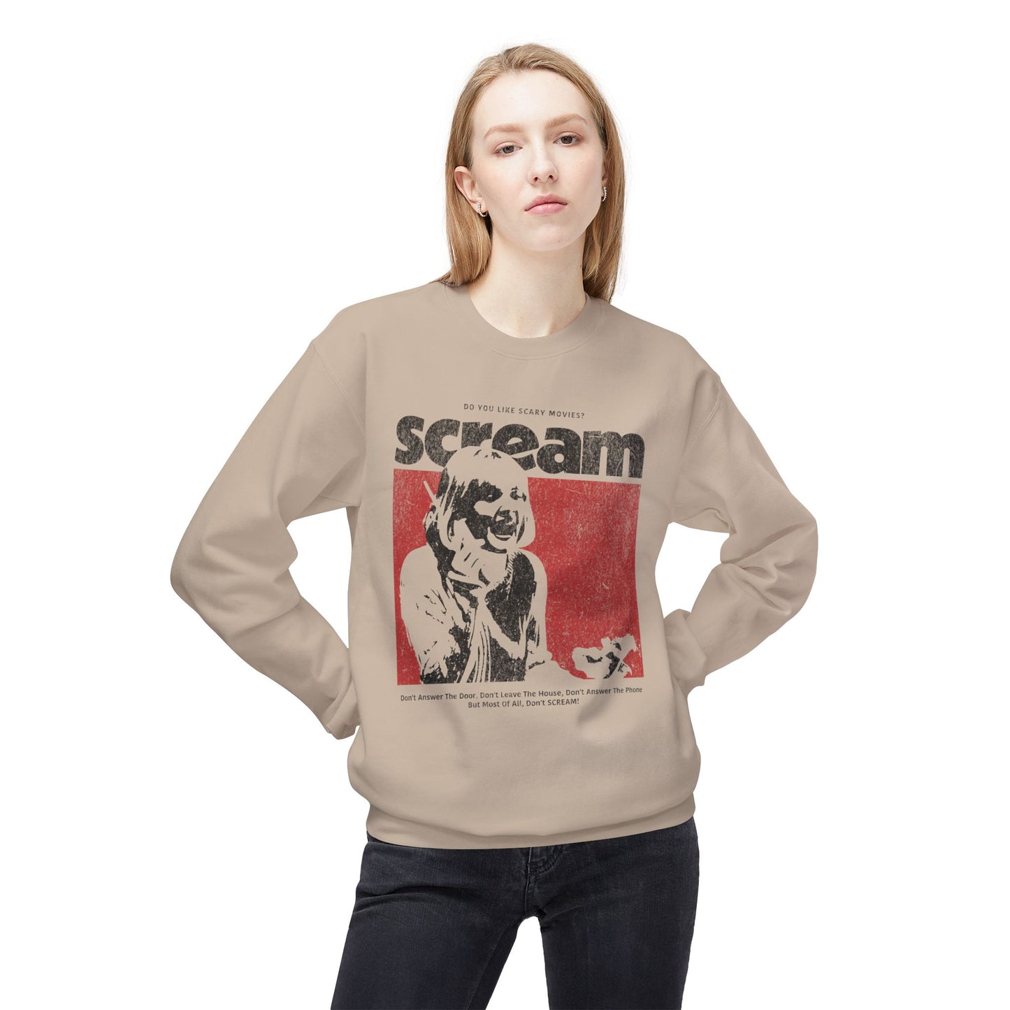 Scream Vintage Horror Sweatshirt — Retro Distressed Graphic Crewneck