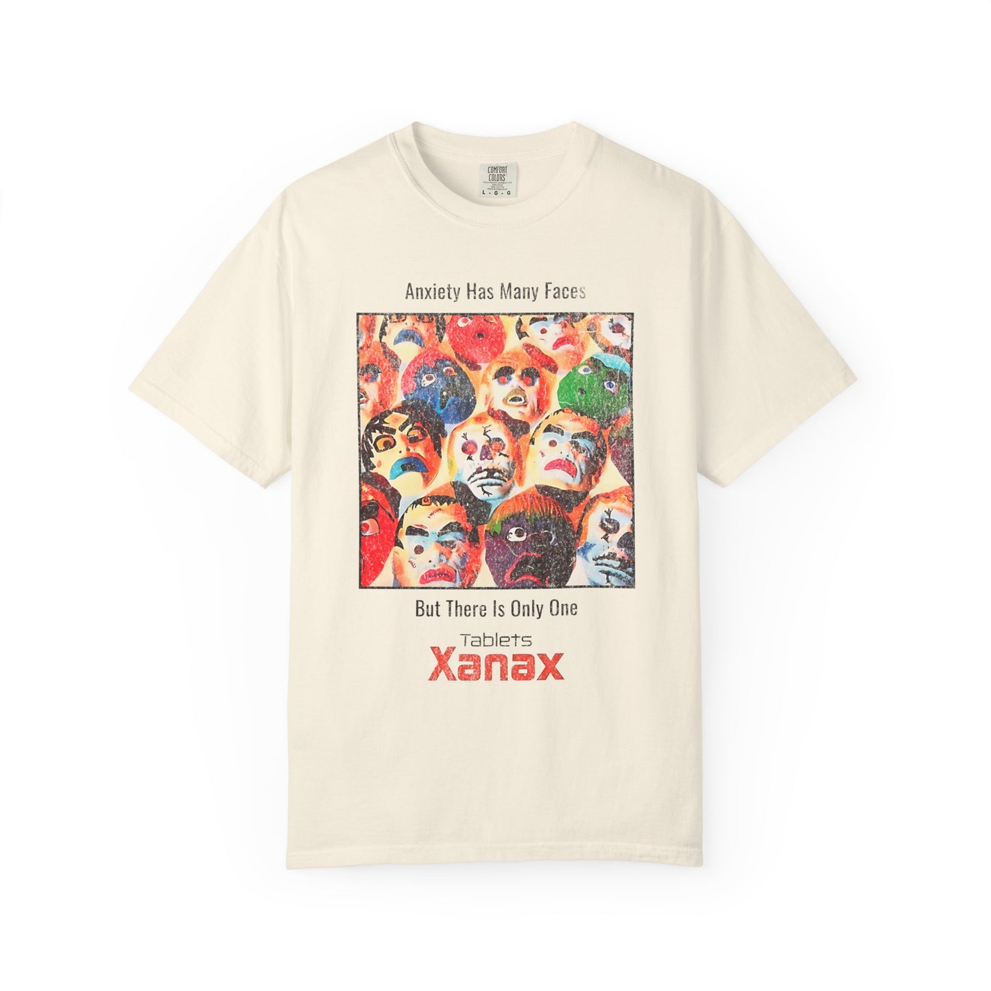 Anxiety Has Many Faces Xanax 90's Vintage Graphic T-shirt.