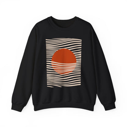Minimalist Red Sun Wave Graphic Sweatshirt
