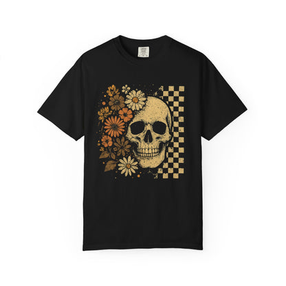 Skull Floral Graphic Tee | Vintage Aesthetic T-Shirt for Halloween