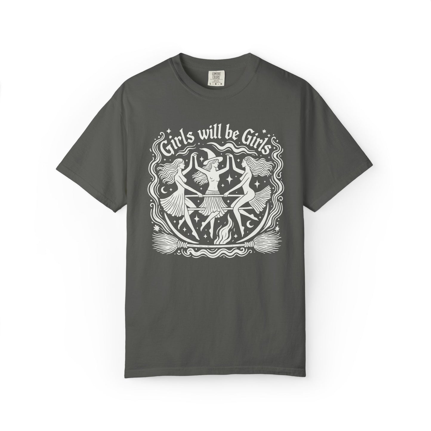 Girls Will Be Girls Vintage Witch Tee, Feminist Gift, Girls Night Out Shirt,Comfort Colors
