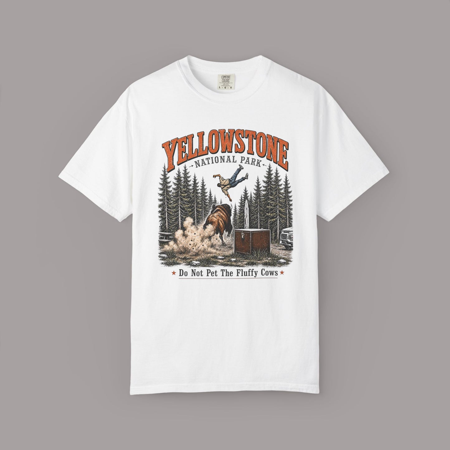 Yellowstone National Park T-Shirt — "Do Not Pet The Fluffy Cows" Vintage Wildlife Tee