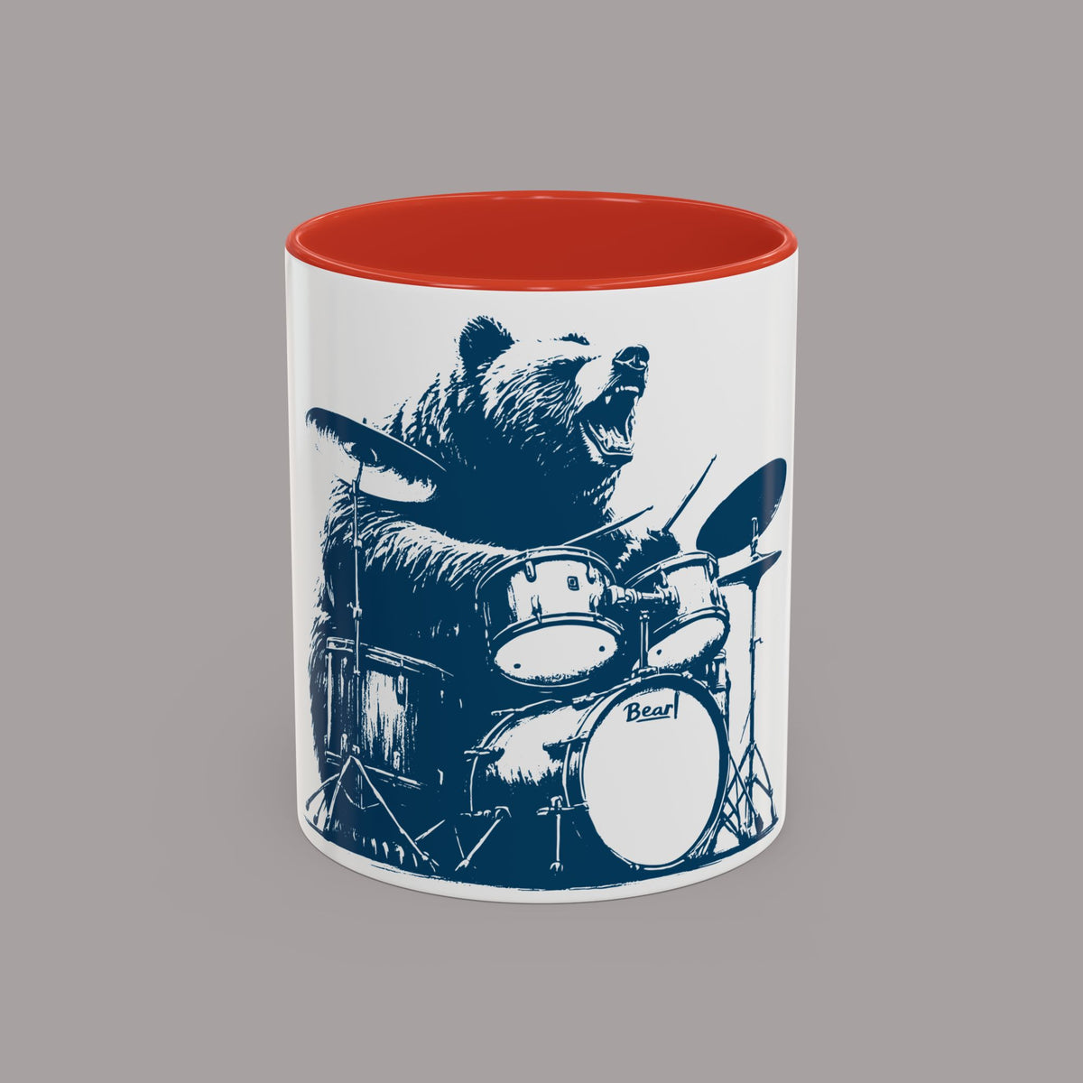 Drumming Bear Retro Coffee Mug