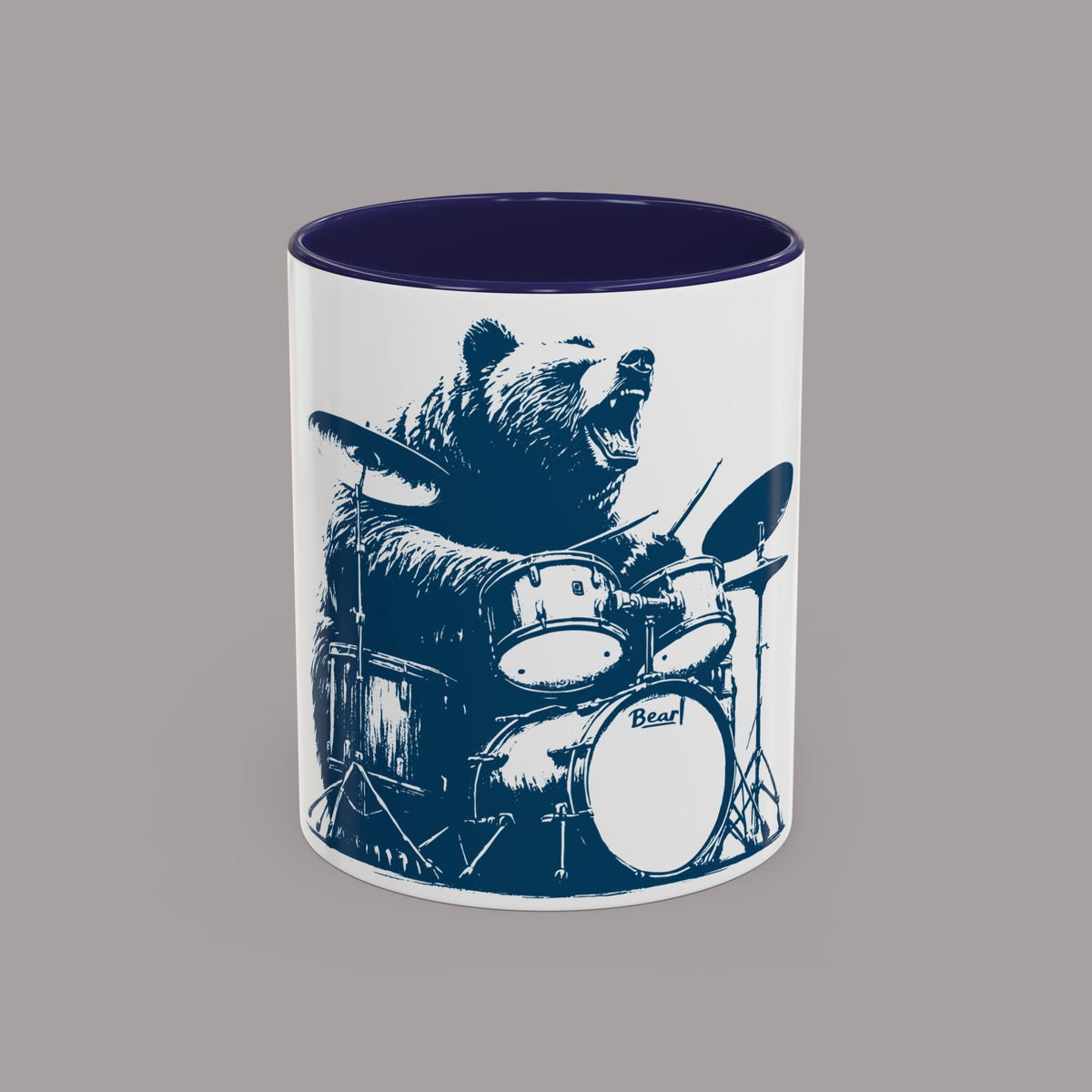Drumming Bear Retro Coffee Mug