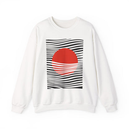 Minimalist Red Sun Wave Graphic Sweatshirt