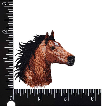 Wholesale Applique - Horse Head Facing Right Embroidered Iron On Patch