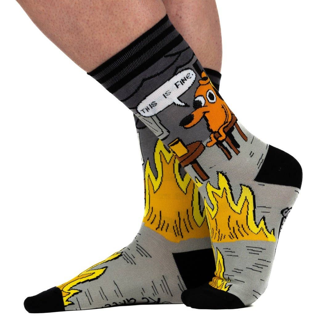 FootClothes LLC - This is Fine: Noir Edition Crew Socks