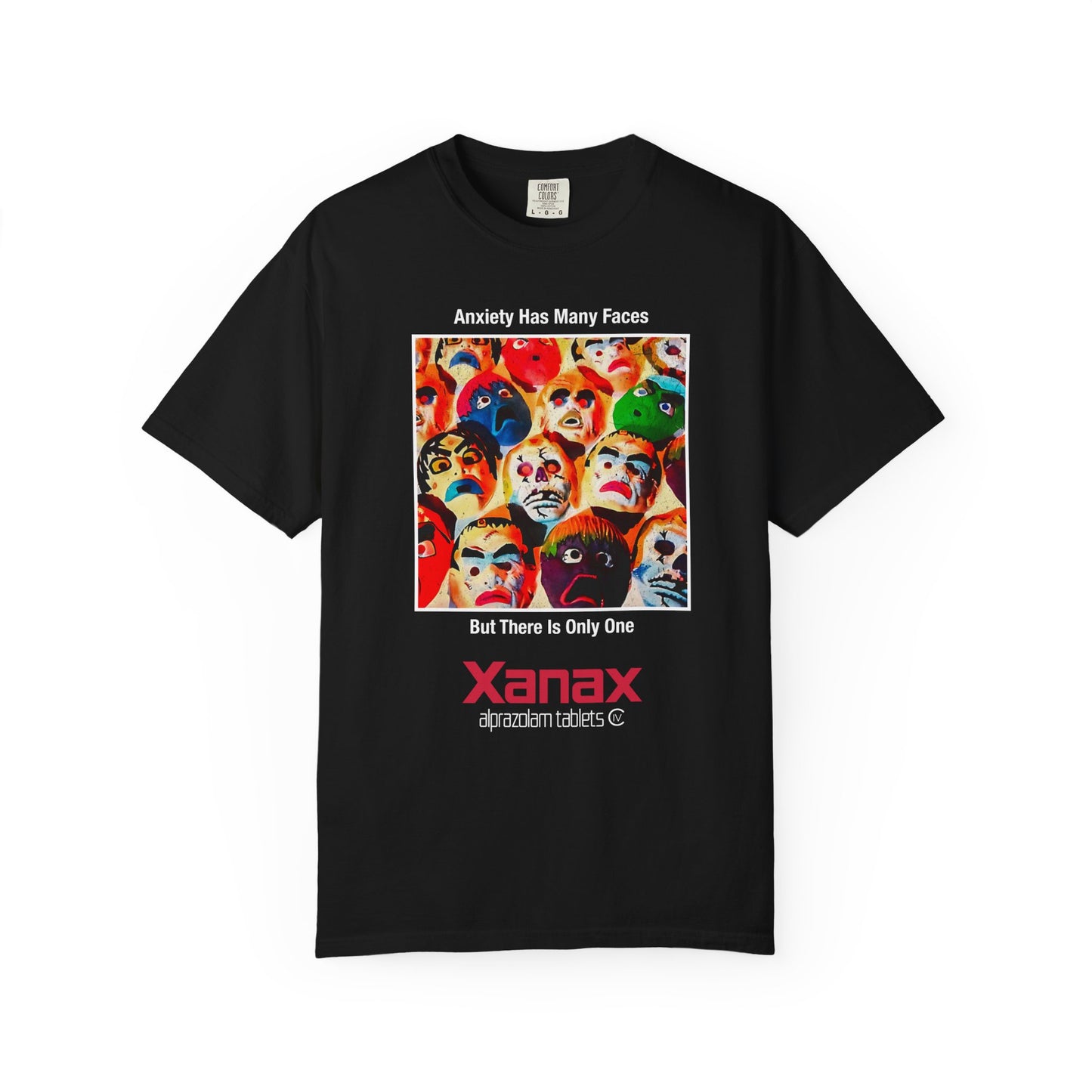 Anxiety Has Many Faces Xanax 90's Vintage Graphic T-shirt.