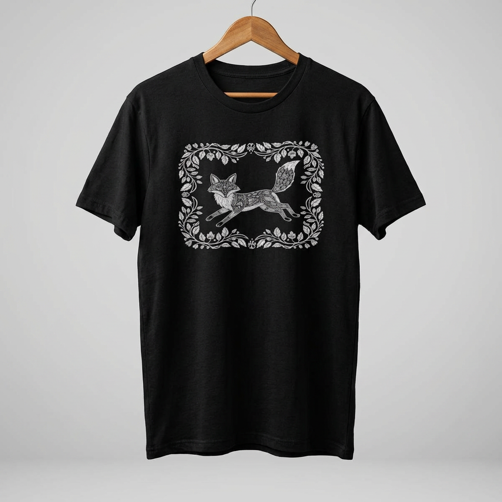 Vintage Floral Frame Fox Illustration Tee - Only on Faire!