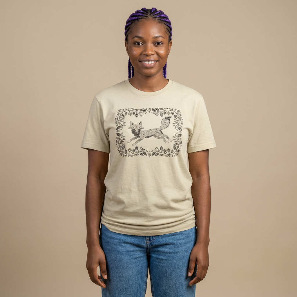 Vintage Floral Frame Fox Illustration Tee - Only on Faire!