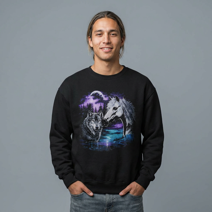 Wolf and Horse Wildlife Nature Sweatshirt