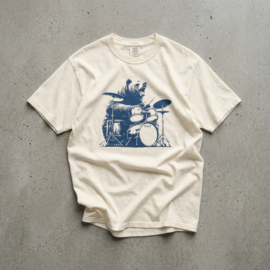 Drumming Bear Graphic T-Shirt