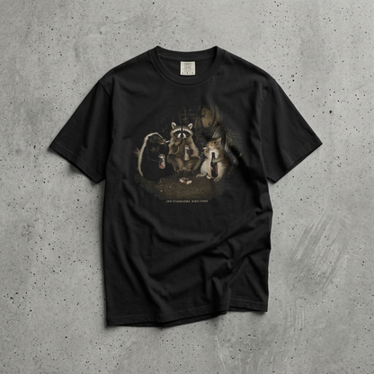 Low Standards Funny Raccoon, Skunk, Squirrel 90's Retro T-Shirt