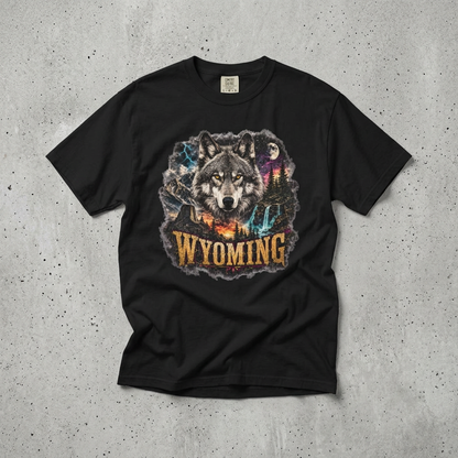 Wyoming Wolf Graphic T-Shirt — Outdoor Mountain Nature Tee