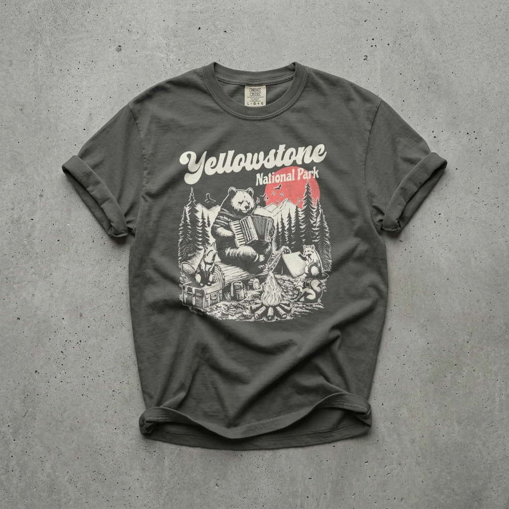Yellowstone National Park Bear Camping T-Shirt