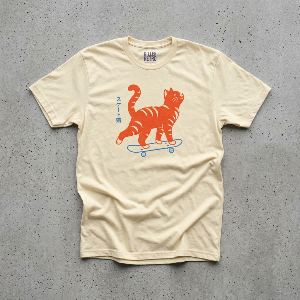 Skateboarding Cat Tee