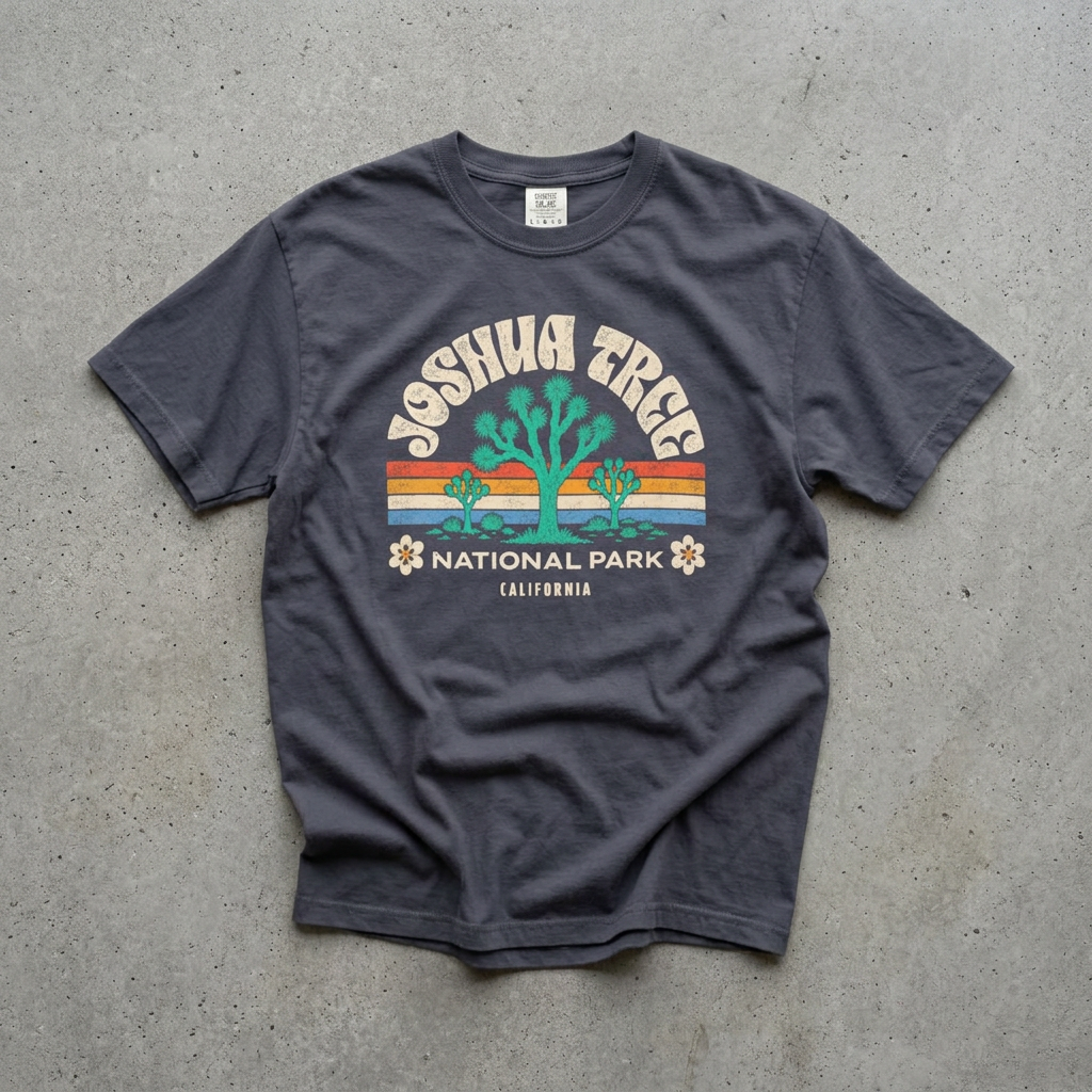 Joshua Tree National Park Graphic T-shirt | Retro Desert Sunset Design