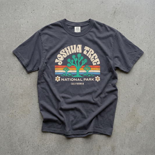 Joshua Tree National Park Graphic T-shirt | Retro Desert Sunset Design